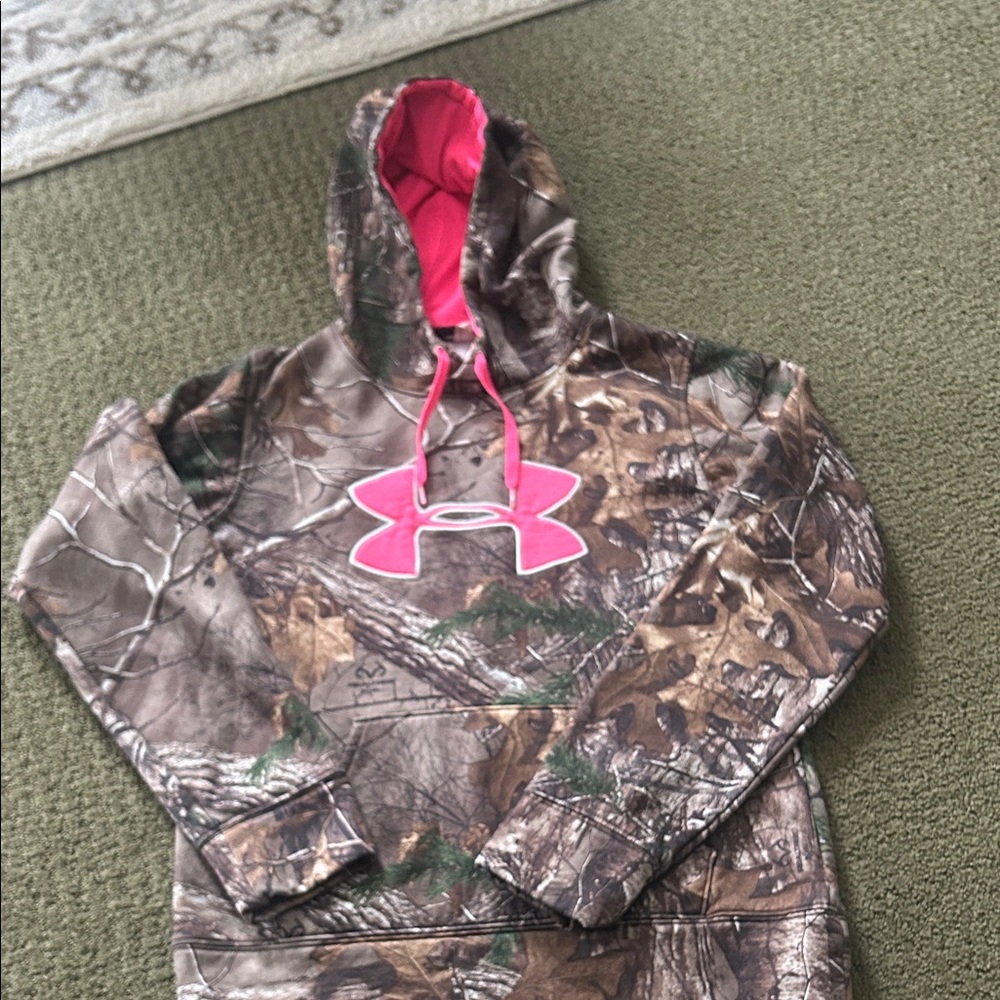 Under Armour Hoodie - Pink Logo on Camo